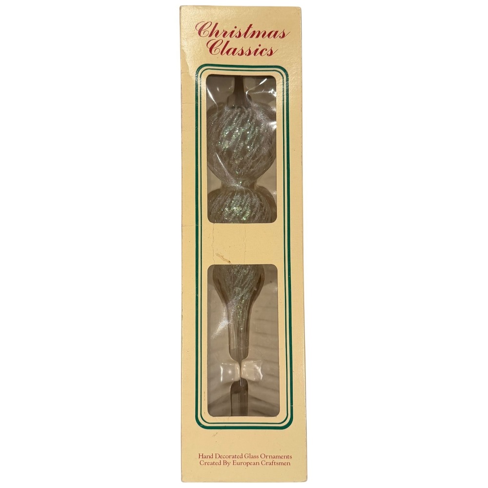 Commodore Christmas Classics Glass Tree Topper Glitter Spire Vintage Decor